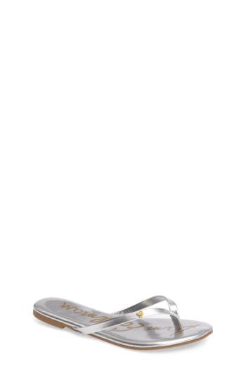 Girl's Sam Edelman 'olivia' Charm Jelly Flip Flop, Size 3 M - Metallic
