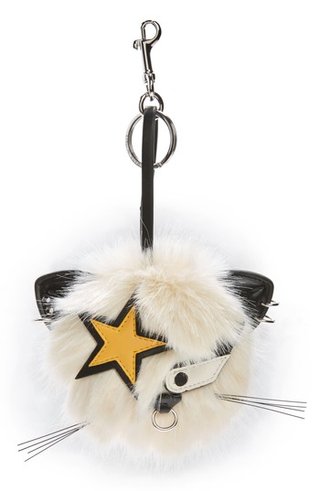 Women's Stella Mccartney Cat Star Patch Faux Fur Bag Charm - White