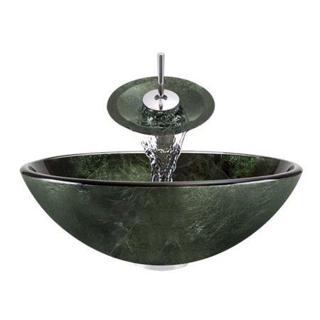 Aurora Sinks A21 Glass Vessel Chrome Bathroom Ensemble with Pop up Drain