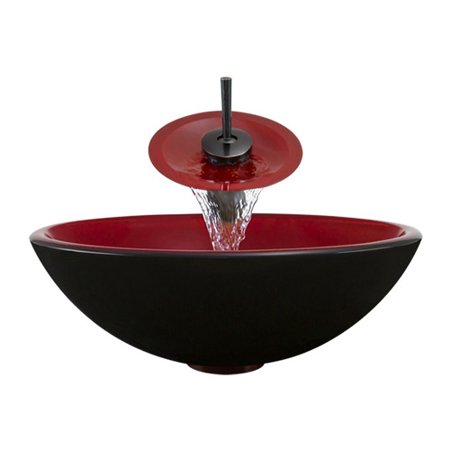 A02 Double Layer Glass Vessel Oil Rubbed Bronze Bathroom Ensemble with Pop up Drain