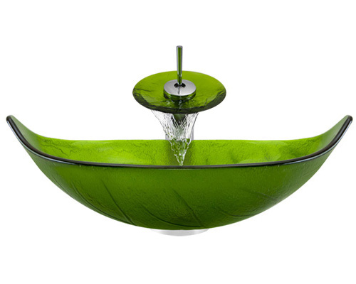 Aurora Sinks A05 Glass Vessel Chrome Bathroom Ensemble with Pop up Drain