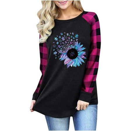 Sentmoom Work Blouses for Women Fashion 2022   Comfy Slim Top O-Neck Oversized Tshirt Long-Sleeve Casual Elegant T-Shirt Basic Regular Shirt Comfy Fit