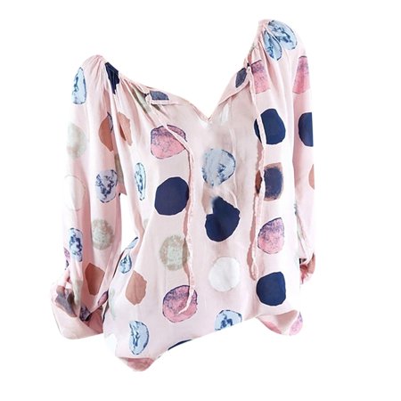 Crop Tops for Women  Plus Size Women S Shirts Cotton Women Long Sleeve Shirts 3X V-Neck Polka Dot Blouse Pullover Tops Shirt Undershirts Brown Tops Bl