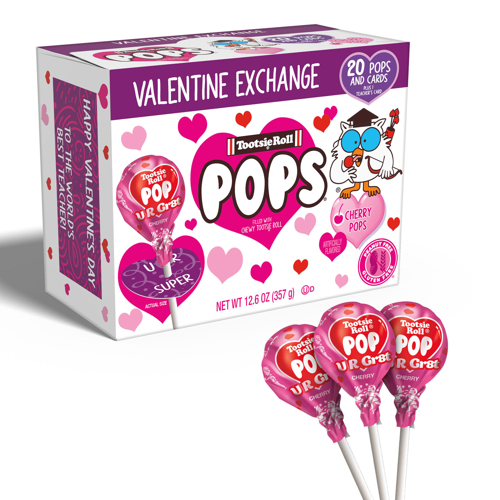 Tootsie Pop Valentine Box 20 Pops and Cards  Assorted Lollipops thumbnail