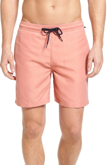 Men's Tailor Vintage Volley Swim Trunks, Size Medium - Red