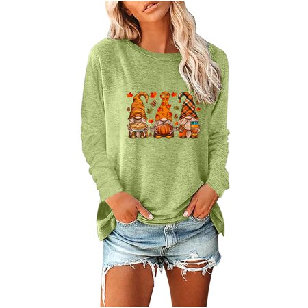 FengLS Women S Fashion Casual Long Sleeve Halloween Print Sweatshirt Tops Blouse 10-Ladies Clothes-07A#4742 Womens Cloth MYFWomen S Fashion Casual