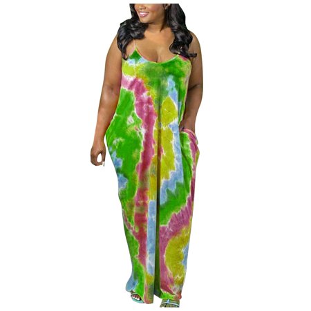 Gibobby Fall Dresses for Women 2564 Shirt Dress Summer Summer Women Dresses Long Maxi Tie-Dye Pockets Sundresses Short Wrap Dress for Women