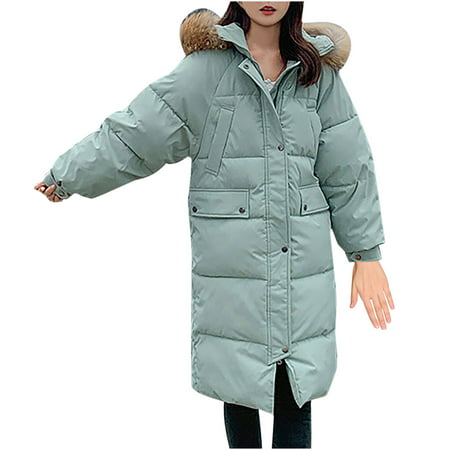 Miximx Womens Warm Long Coat Hoodies Collar Jacket Slim Winter Parkas Outwear Coats - Gifts for Women Womens Warm Long a-a#2292 Winter Clothes for Wom
