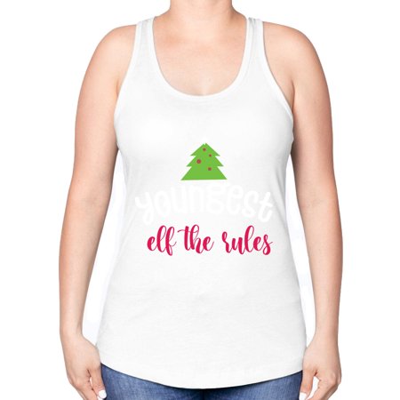 Youngest Elf the Rules Style 1253# - Christmas -Racerback Tank