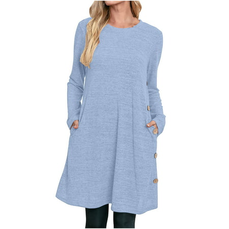 Miximx Women S Fashion Casual Long Sleeve Solid Color Pocket Comfortable Sweatshirt Tops Blouse - 2022 Winter Clothing Women S Fashion Casual a-a#9546