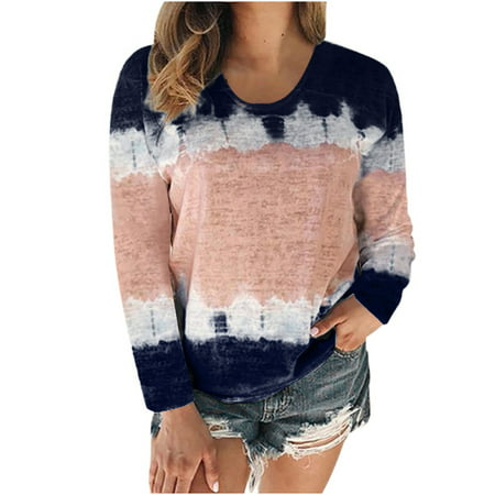 Usupdd Women S Fashion Casual Round Neck Long Sleeve Printed Top T-Shirt Blouse One Sleeve Tops for Women 1973 Tshirt Usupdd 220729-5104