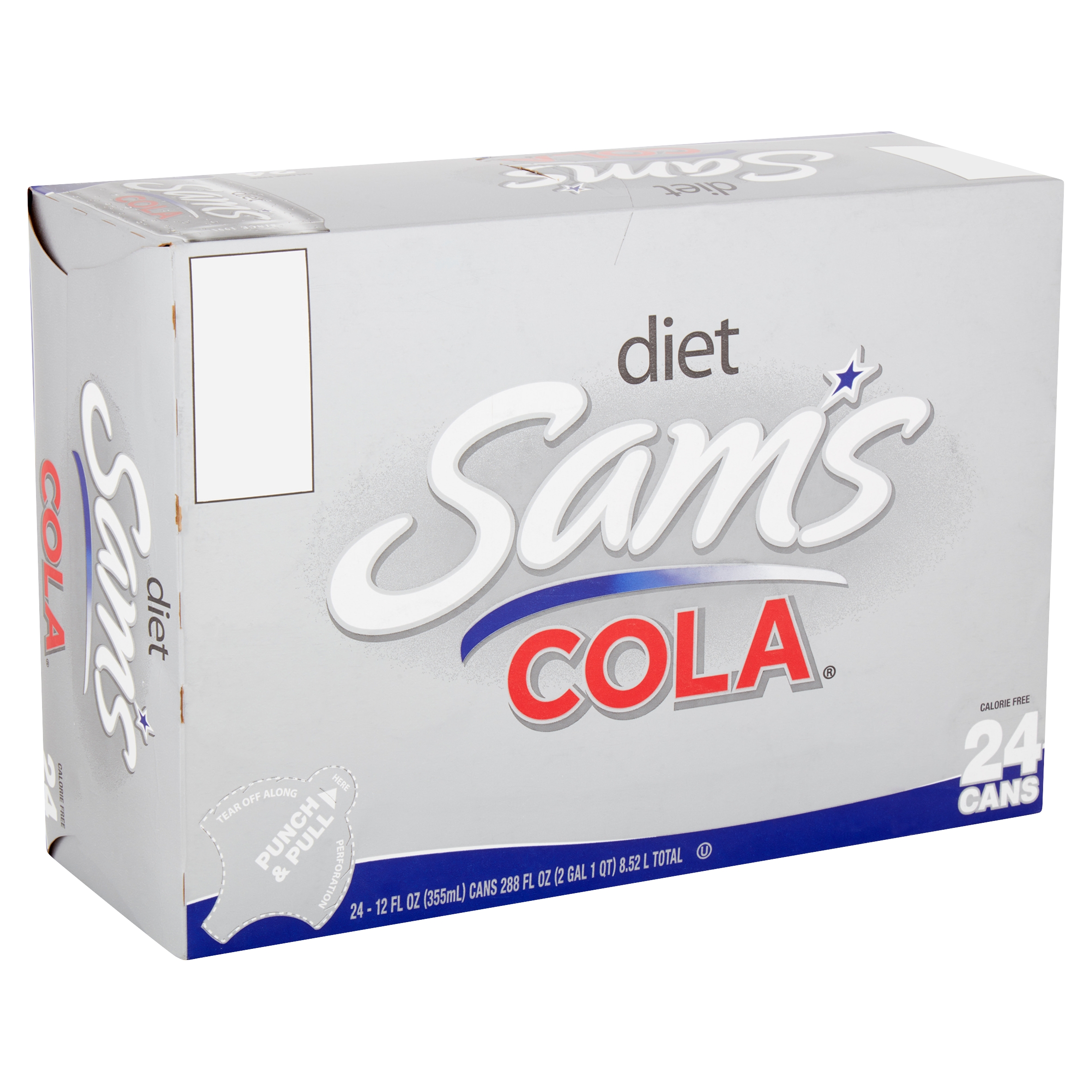Sams Cola Diet Soda Pop  12 Fl Oz  24 Pack Cans