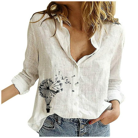 Sentmoom Graphic Tees for Women   Henley Blouse V-neck Dressy Relaxed Sweatshirts Long-Sleeves Dressy Elegant T Shirts Basic Loose Tops Dressy Relaxed