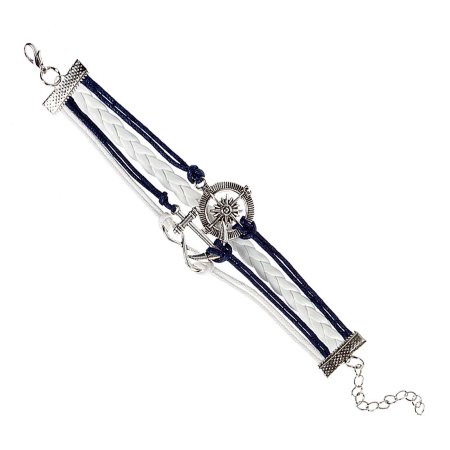 Bmc Sailor Theme Charms White Blue Color Mix Strand Fabric Fashion Bracelet