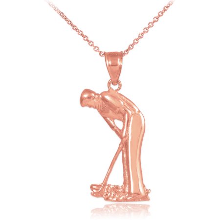 10k Rose Gold Putter Golfer Sports Charm Pendant