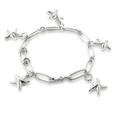 Bling Jewelry Sterling Silver Starfish Charm Bracelet 7.5 Inch