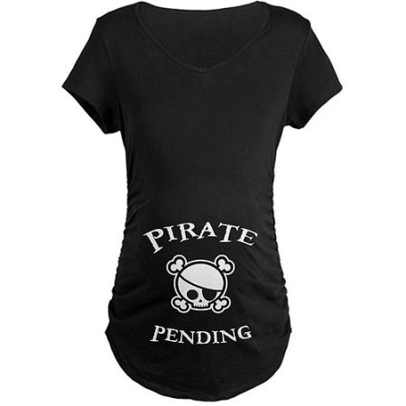 CafePress Pirate Pending Maternity Dark T-Shirt Cotton Maternity T-shirt, Side Ruched Scoop Neck