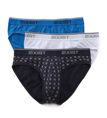 2xist 21320 Stretch Cotton No Show Briefs - 3 Pack (snowflake/white/blue S)