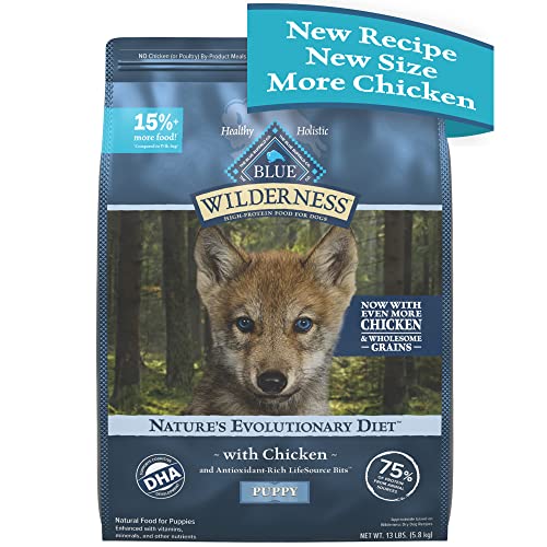 Blue Buffalo Wilderness Natural Puppy Dry Dog Food Plus Wholesome Grains  Chicken  13 Lbs