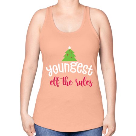 Youngest Elf the Rules Style 1253# - Christmas -Racerback Tank