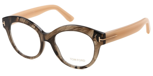 Tom Ford Oval Eyeglasses TF5377 050 Transparent Brown/Opal Beige 52mm 5377