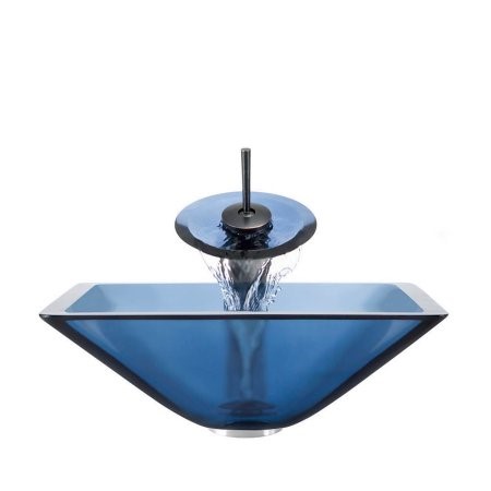 MR Direct 603 Aqua Vessel Sink Ensemble with an Oil-rubbed Bronze Finish Waterfall Faucet  Pop-up Drain  and Sink Ring.
