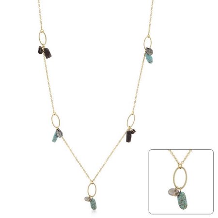 Kate Bissett N01241gw-v01 Golden Assorted Charms and Crystals Necklace