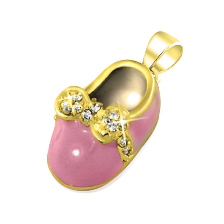 Bling Jewelry Gold Plated Mini Color Enamel Cz Bow Baby Shoe Charm