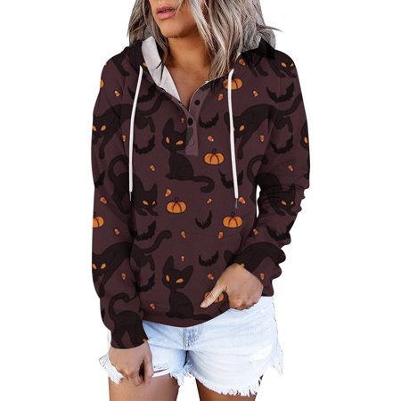Women Hoodies Clearance Women S Hooded Printed Long-sleeved Sweatshirt Casual Blouse Pullover Tops