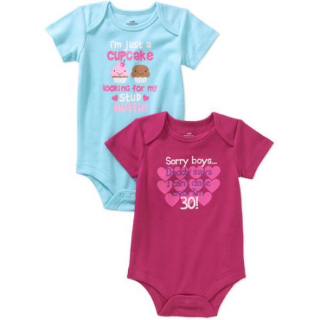 Newborn Baby Girl Attitude Bodysuits, 2-pack