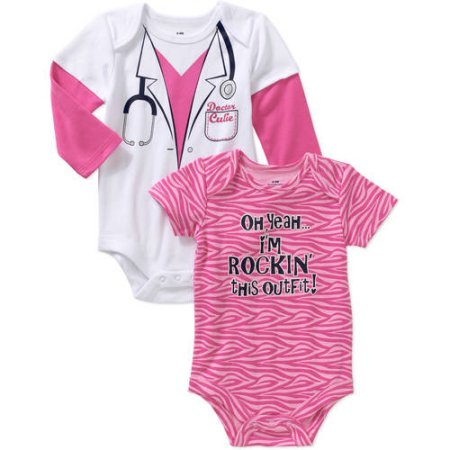 Newborn Baby Girl Attitude Bodysuits, 2-pack