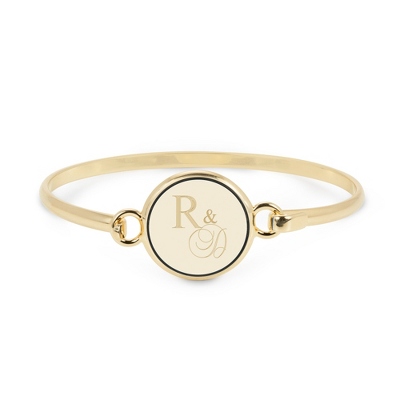 Small Off-white Ivory Acrylic Monogram Charm Bangle Bracelet with Beveled Edge Round Keepsake Box - Womens Jewelry - Personalized at Things Remembered