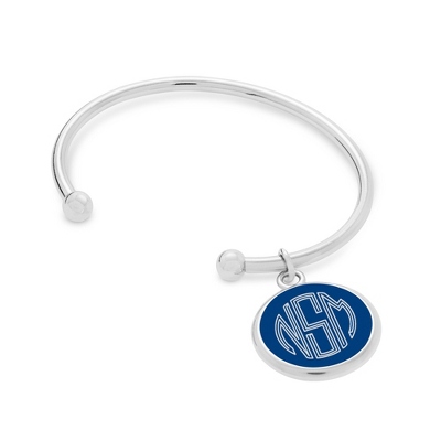 Acrylic Monogram Bracelet with Small Blue Surf Charm with Beveled Edge Round Keepsake Box - Wedding Jewelry - Personalized at Things Remembered