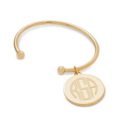 Acrylic Monogram Bracelet with Medium Ivory Charm with Beveled Edge Round Keepsake Box - Wedding Jewelry - Personalized at Things Remembered