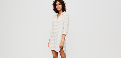 Lou & Grey Striped Pop-on Shirtdress