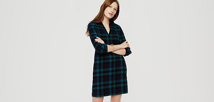 Lou & Grey Plaid Pop-on Shirtdress