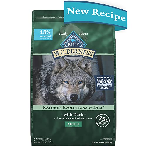 Blue Buffalo Wilderness Natural High-Protein Dry Food for Adult Dogs  Duck  24-lb Bag