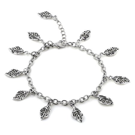 Gem Stone King Gorgeous Mother Nature Leaf Charm Bracelet for Women