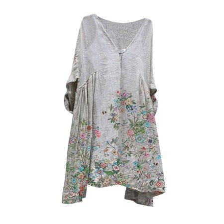 Usupdd Fall Dresses for Women 9702 Women Fashion Plus Size Vintage Holiday Floral 3/4 Sleeve Vintage Dresses Female Casual Dress WCC220913-7681