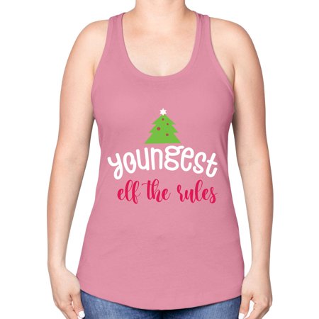 Youngest Elf the Rules Style 1253# - Christmas -Racerback Tank