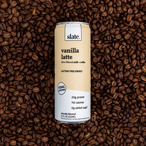Slate Milk - High Protein Iced Coffee - Vanilla Latte - 20g Protein  1g Sugar  100 Calories - 11 Fl Oz  12 Cans thumbnail