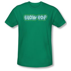 Tootsie Roll Chocolate Candy Lollipop Blow Pop Logo Green Adult Slim T-shirt Tee