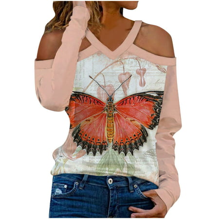 Sentmoom Long-Sleeve Slim Fitted Tee  Casual Blouses for Women Fashion 2022 Bow Tie Sweatshirt V-neck Pullover Classic Tunics Fashion Oversized Tee Co