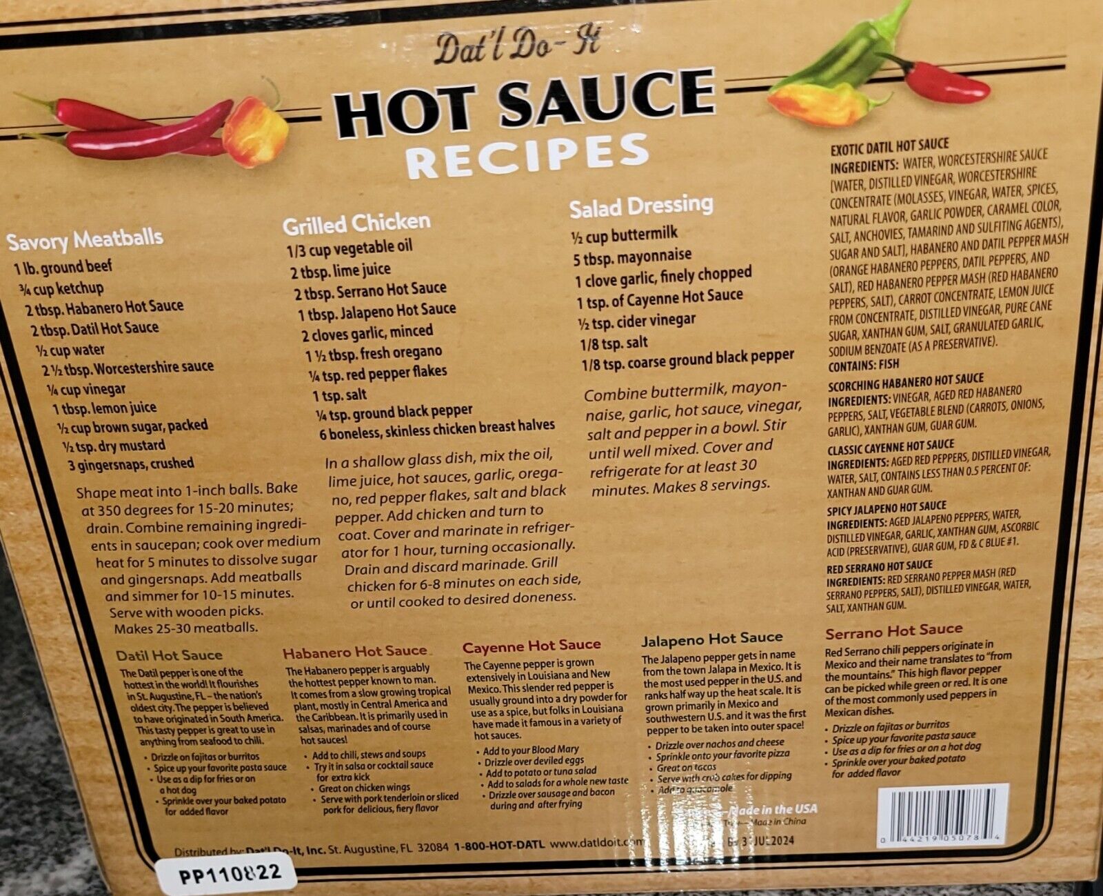 Dat L Do-It Inc Pepper Patch Hot Sauces  19 Fl. Oz.  5 Pack Flavor Variety Gift Set with Recipes and Facts thumbnail