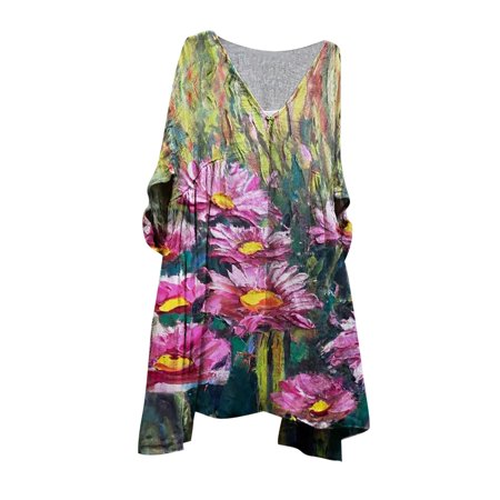 Usupdd Fall Dresses for Women 9807 Women Fashion Plus Size Vintage Holiday Floral 3/4 Sleeve Vintage Dresses Female Casual Dress WCC220913-7786