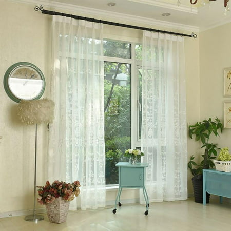 EXTRA 15% OFF White Floral Lace Sheer Curtains for Bedroom Elegant Floral Rose Knitted Embroidery Curtains Light Weight Grommet Tulle Voile Window Tre