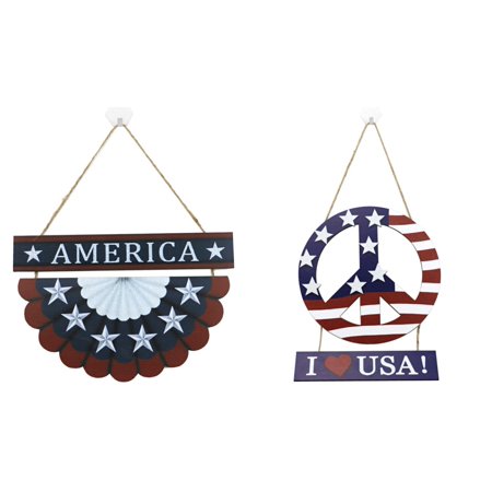 4th of July Patriotic Signs America Independence Day Wooden Sign Rustic Hanging Plaque for Door Wall Window Decor USA National Day Holiday Party Decor