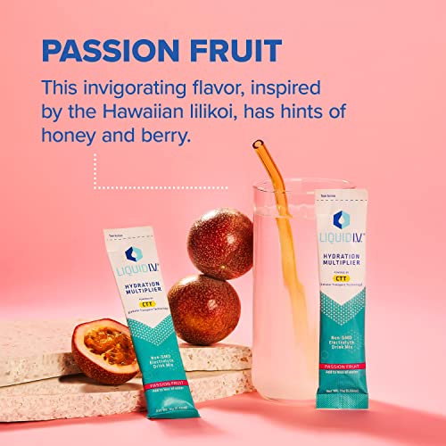 Liquid I.V. Hydration Multiplier - Passion Fruit - Hydration Powder Packets | Electrolyte Drink Mix | Easy Open Single-Serving Stick | Non-GMO | 16 St thumbnail