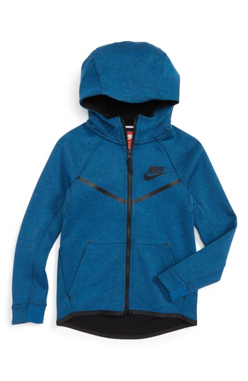 Boy's Nike 'windrunner' Tech Fleece Hooded Jacket, Size M (10-12) - Blue