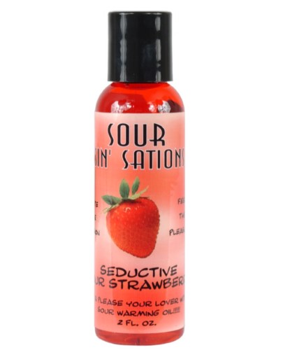 Sour Sin Sations Warming Edible Oil - 2 Oz Seductive Sour Strawberry